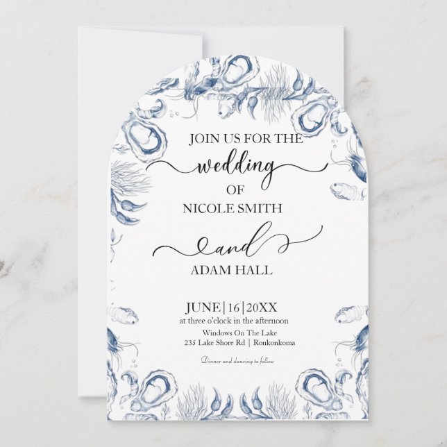  Sea Beach Wedding Invitation |Coastal Destination (Front)