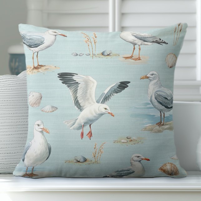 Sea Birds Throw Pillow (Creator Uploaded)