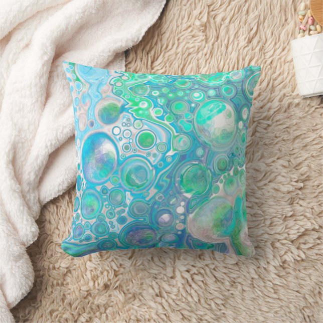 Sea Blue Abstract Bubbles Cushion (Blanket)