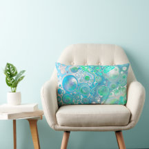Sea Blue Abstract Bubbles Throw Pillow