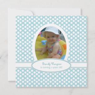 Sea Blue and White Polka Dot Party Invitation