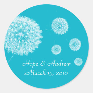 Sea Blue Aqua Dandelion Wedding Seals 