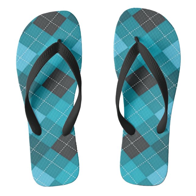 Sea Blue Argyle   Thongs (Footbed)