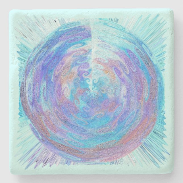Sea Blue Curls stone coaster (Front)