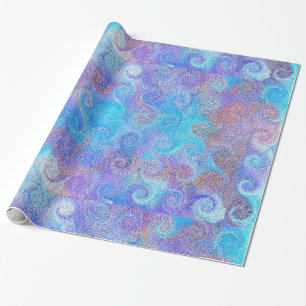Sea Blue Curls Wrapping Paper