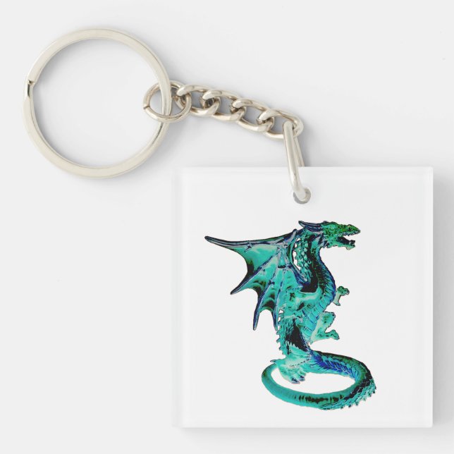 Sea Blue Dragon Ocean Fantasy Mythical Creature  Key Ring (Front)