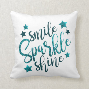 Sea Blue Faux Sparkle Pillow for Her