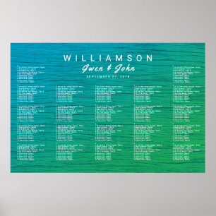 Sea Blue n Green Wedding Reception Seating Chart