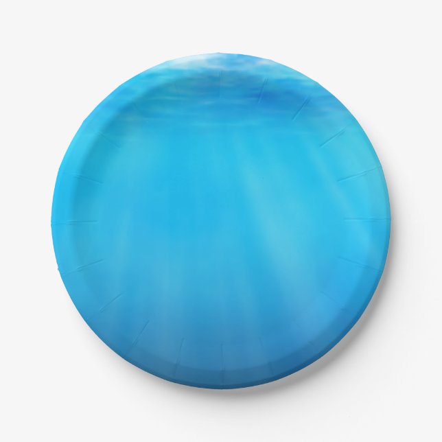 Sea Blue Paper Plate  (Front)