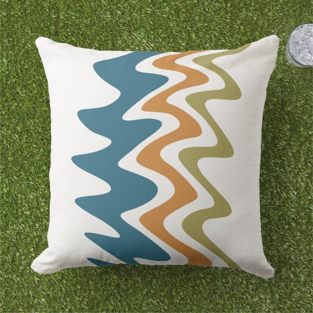 Sea Blue Pumpkin Orange Olive Green  Cushion (Grass)