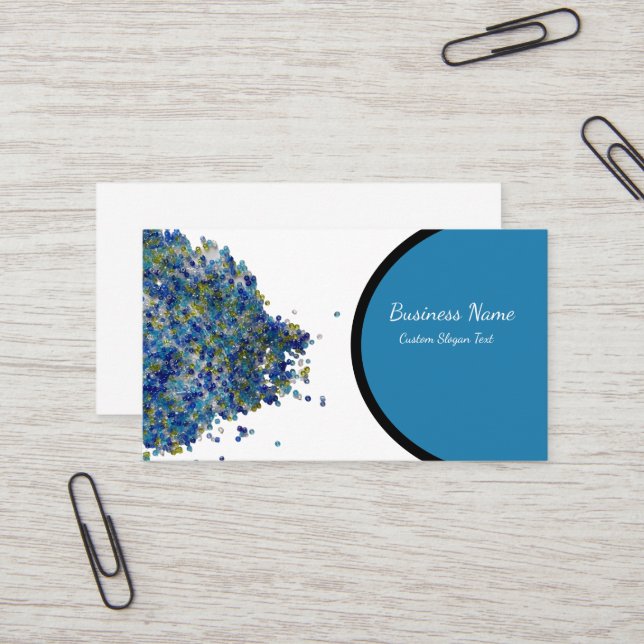 Sea Blue Seed Bead Pile Custom Business Card (Front/Back In Situ)