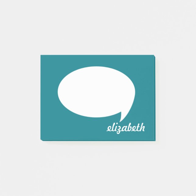 Sea Blue Talk Bubble Personalised Name Post-it Notes (Front)