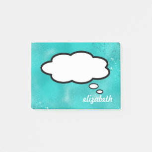 Sea Blue Talk Bubble Personalised Name Post-it Notes