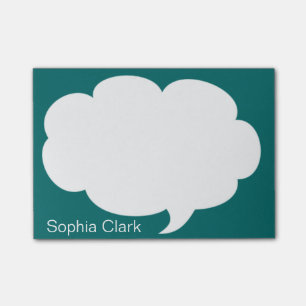 Sea Blue Talk Bubble Rounded Personalised Post-it Notes