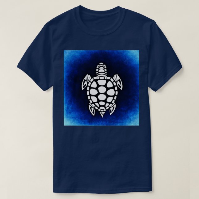 Sea Blue Turtle Abstract T-Shirt (Design Front)