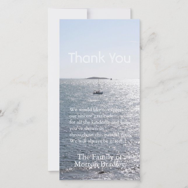 Sea Boat and Island 3 Sympathy Thank You (Front)