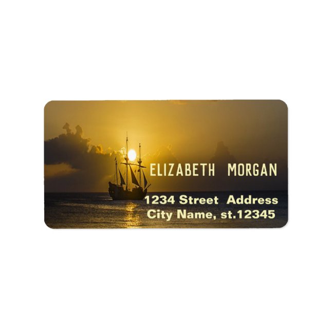 Sea,Boat,Sunset Label (Front)
