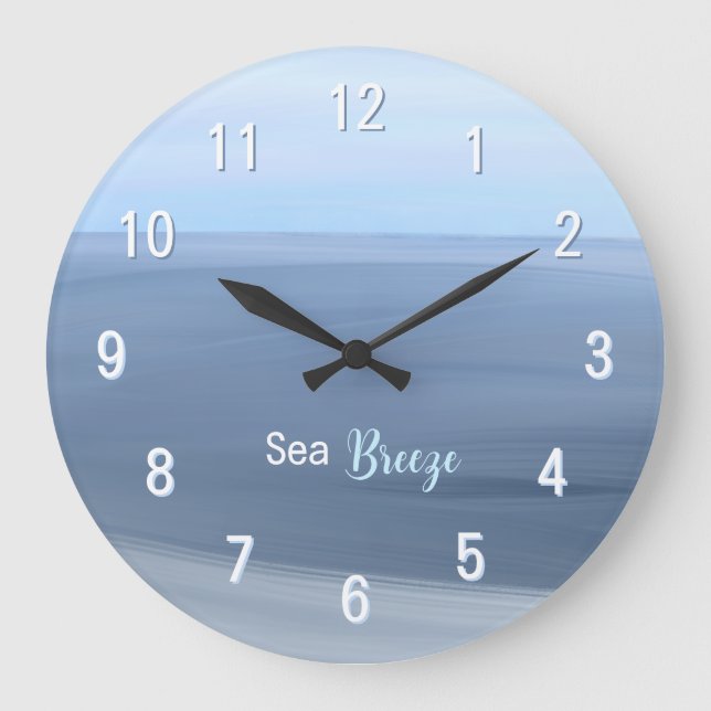 Sea Breeze – Calm Blue Ocean Large Clock (Front)