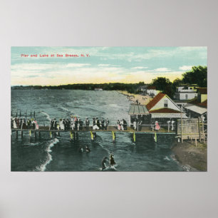 Sea Breeze Pier and Lake Scene Poster