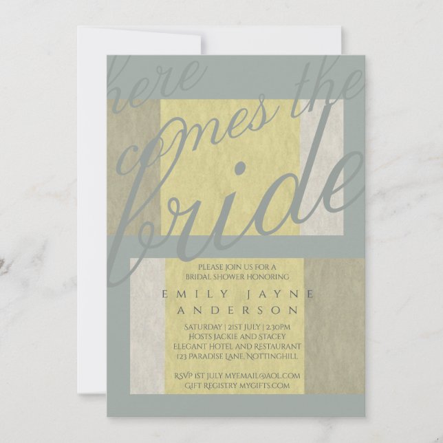 Sea Breeze Typography Bridal Shower Colour Block Invitation (Front)