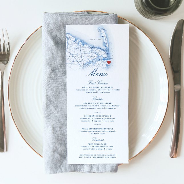Sea Bright New Jersey Map Destination Wedding Menu (These Sea Bright New Jersey Wedding menus are perfect for a Windows on the Water destination wedding)