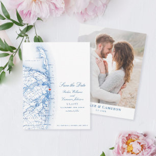 Sea Bright NJ Elegant Map Destination Wedding Save The Date