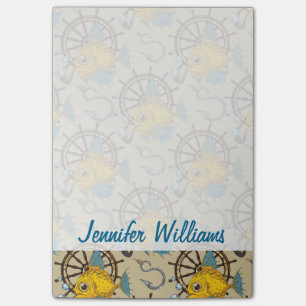 Sea Captain Fish Pattern Add Your Name Post-it Notes
