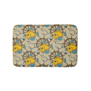 Sea Captain Fish Pattern Bath Mat