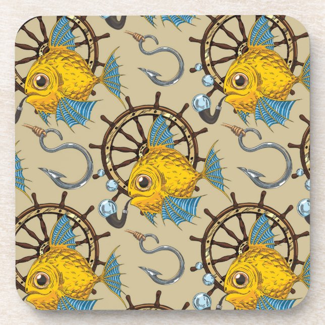 Sea Captain Fish Pattern Coaster (Front)