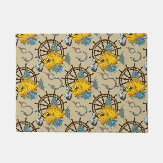 Sea Captain Fish Pattern Doormat (Front)