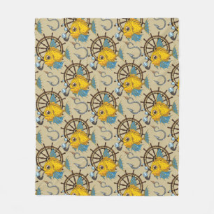 Sea Captain Fish Pattern Fleece Blanket