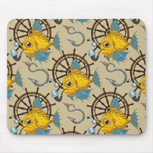 Sea Captain Fish Pattern Mouse Pad (Front)