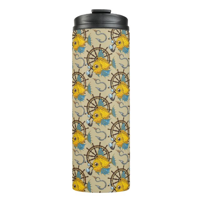Sea Captain Fish Pattern Thermal Tumbler (Front)