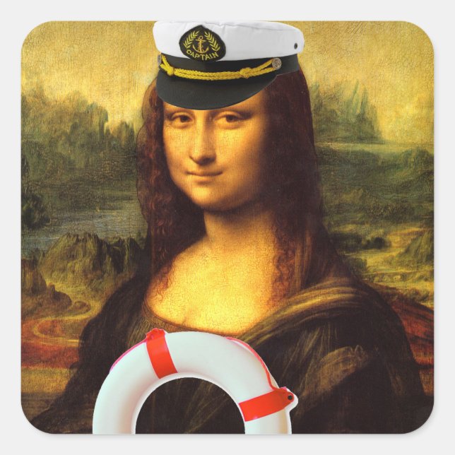 Sea Captain Mona Lisa Square Sticker (Front)