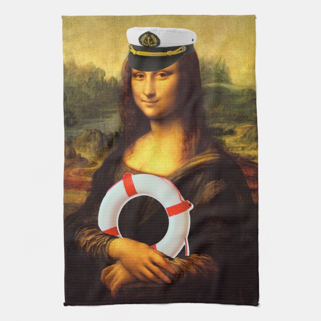 Sea Captain Mona Lisa Tea Towel (Vertical)