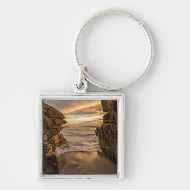 Sea cave at Windansea Beach Key Ring (Front)