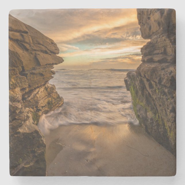 Sea cave at Windansea Beach Stone Coaster (Front)