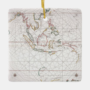 Sea chart East of India Indonesia Ceramic Ornament