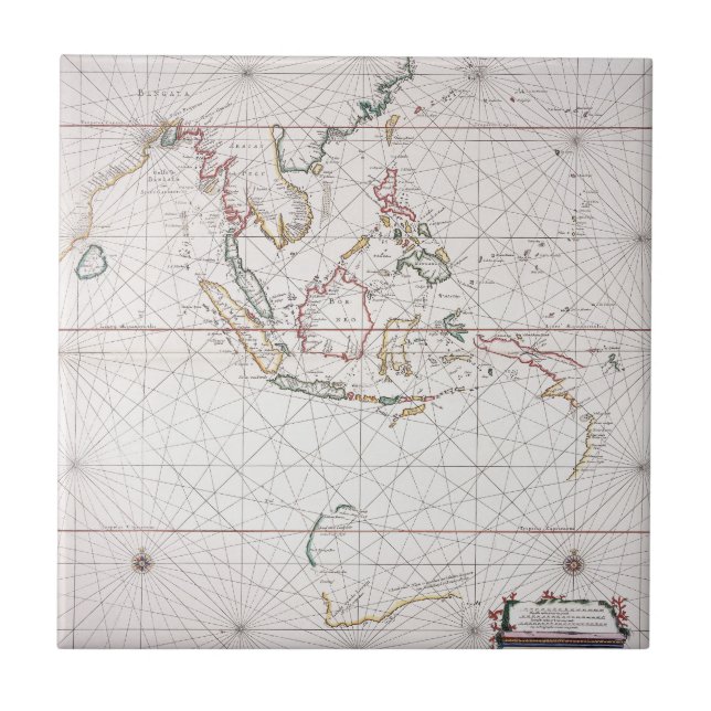 Sea chart East of India | Indonesia Ceramic Tile (Front)