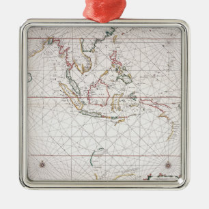 Sea chart East of India Indonesia Metal Ornament