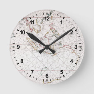 Sea chart East of India Indonesia Round Clock