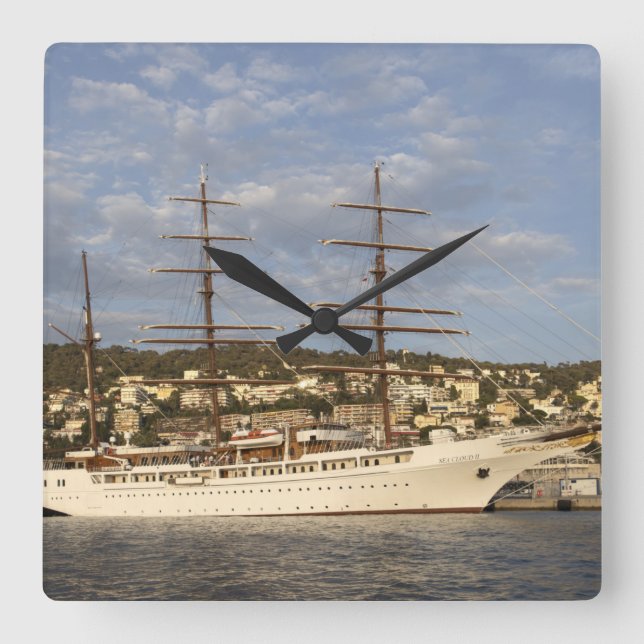 Sea Cloud II Square Wall Clock (Front)