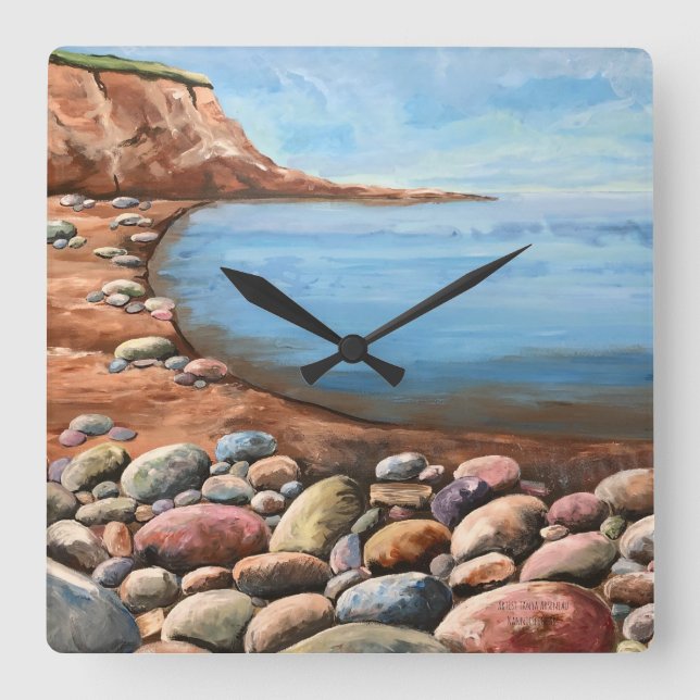 Sea Coast Rocky Cliffs Square Wall Clock (Front)