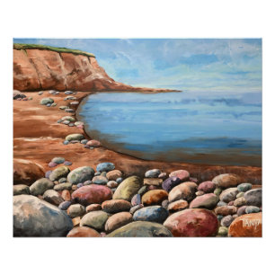 Sea Coast shorline oceanview rocks pretty bright Poster