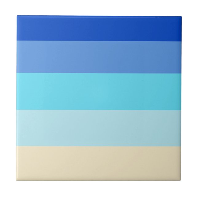 Sea ColorsStripes Pattern Ceramic Tile (Front)