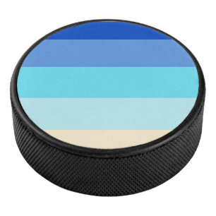 Sea ColorsStripes Pattern Hockey Puck