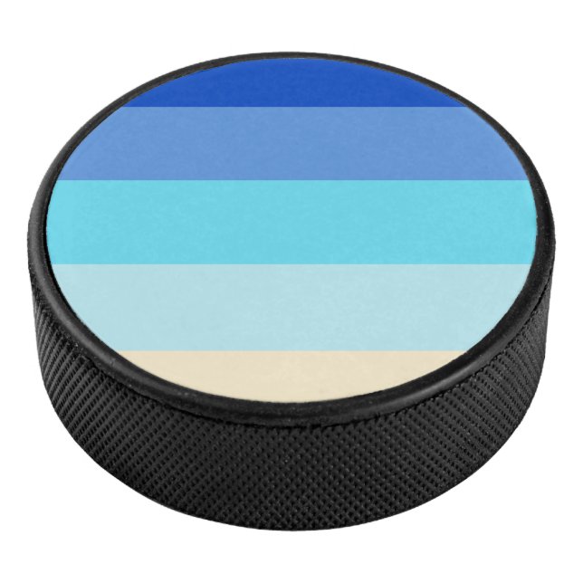 Sea ColorsStripes Pattern Hockey Puck (3/4)
