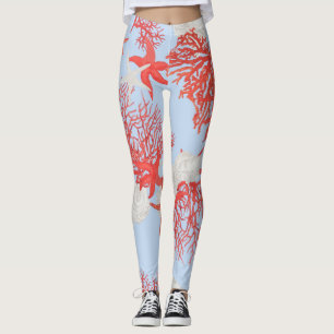 Sea Coral Leggings – Luxury Ocean-Inspired Print