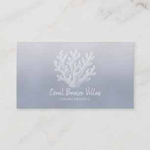 Sea Coral Silhouette Blue Pearl Business Card