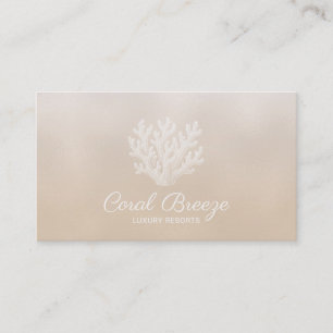 Sea Coral Silhouette Lt Sand Pearl Business Card